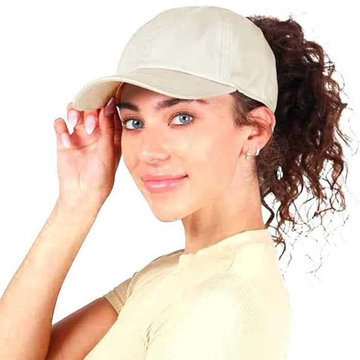 Fashion Adult Magnetic Ponytail Holder Baseball Cap Moisture Wicking Sports Sun Hat for Hiking Golf - Navy Blue - 5