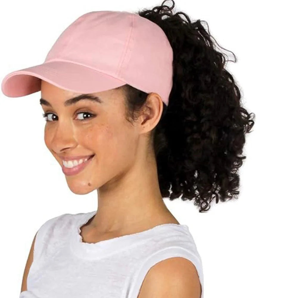 Fashion Adult Magnetic Ponytail Holder Baseball Cap Moisture Wicking Sports Sun Hat for Hiking Golf - Navy Blue - 6
