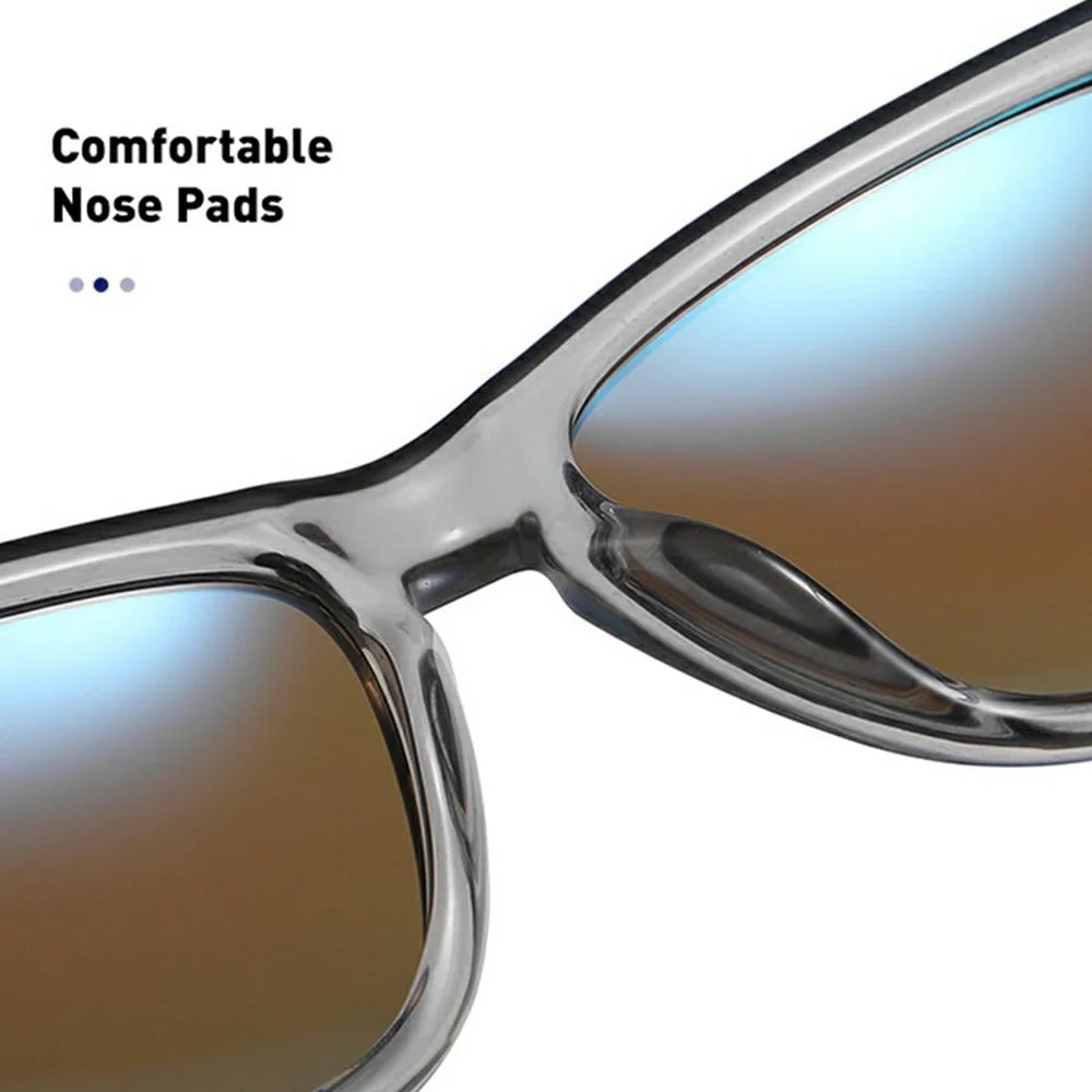 3039 Fashion Men Polarized Sunglasses for Driving UV Protection Anti Glare Square Frame Eyewear - Tortoiseshell / Blue-Green Lens - 5