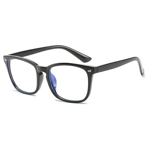 Non Prescription Blue Light Blocking Glasses Retro Square Frame Anti Eye Strain Eyewear for PC Laptop Users - Bright Black - 1