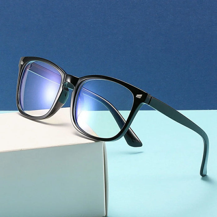 Non Prescription Blue Light Blocking Glasses Retro Square Frame Anti Eye Strain Eyewear for PC Laptop Users - Bright Black - 4
