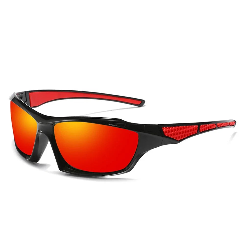 5530 Polarized Sunglasses for Men Women Outdoor Driving Glasses Cycling Sports Eyewear - Black + Red / Red Mirrored Lens - 1