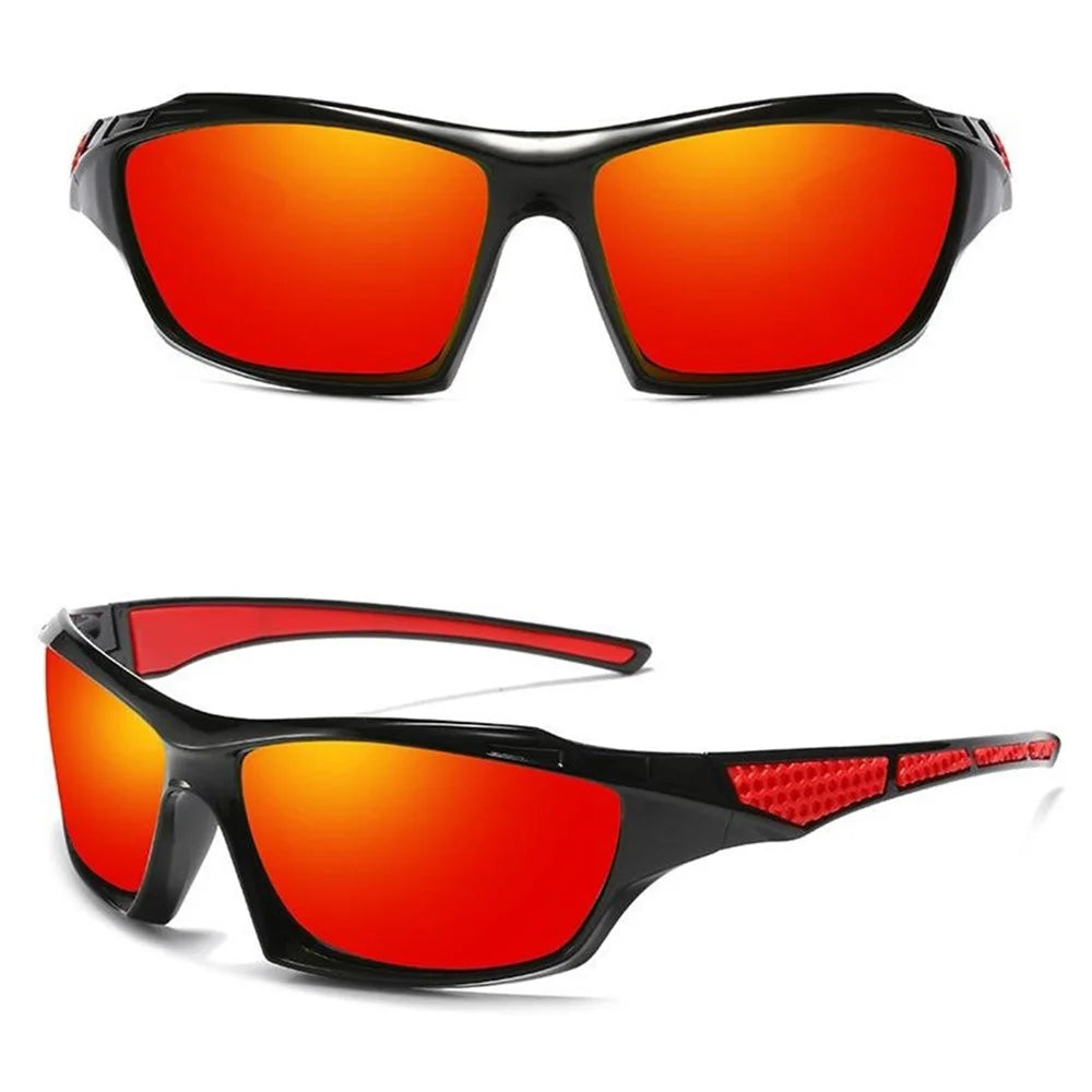 5530 Polarized Sunglasses for Men Women Outdoor Driving Glasses Cycling Sports Eyewear - Black + Red / Red Mirrored Lens - 2