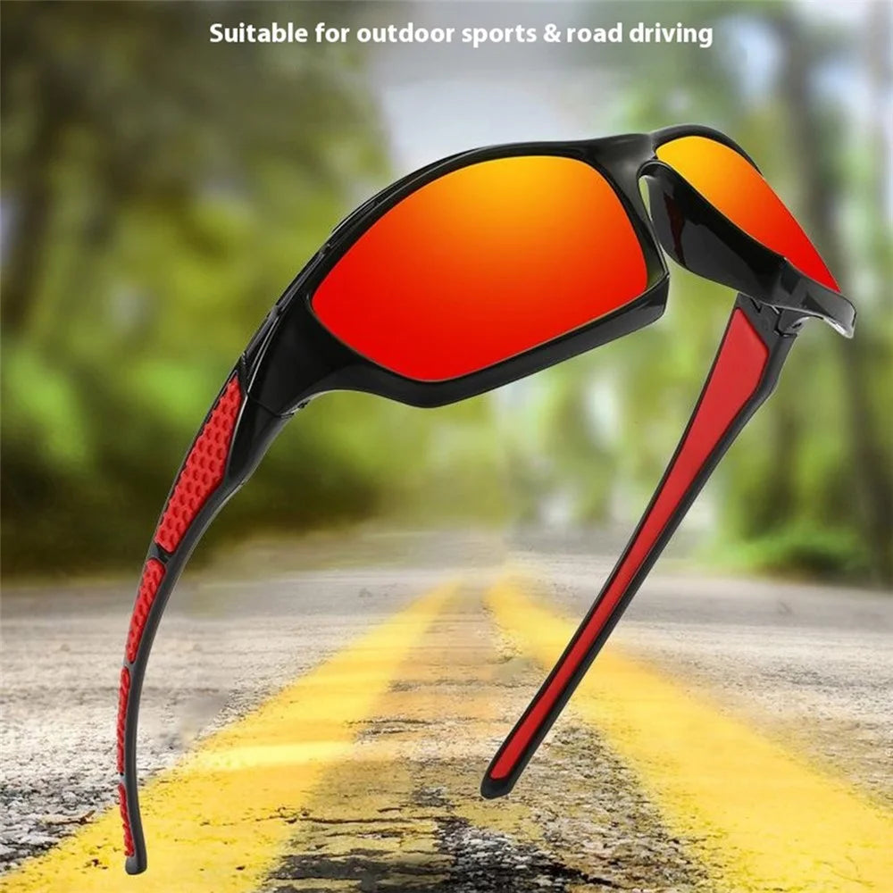 5530 Polarized Sunglasses for Men Women Outdoor Driving Glasses Cycling Sports Eyewear - Black + Red / Red Mirrored Lens - 3