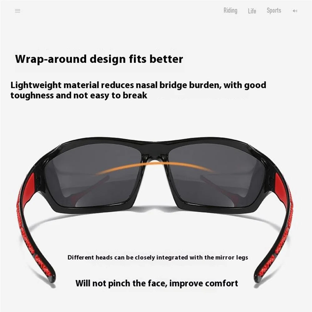 5530 Polarized Sunglasses for Men Women Outdoor Driving Glasses Cycling Sports Eyewear - Black + Red / Red Mirrored Lens - 4