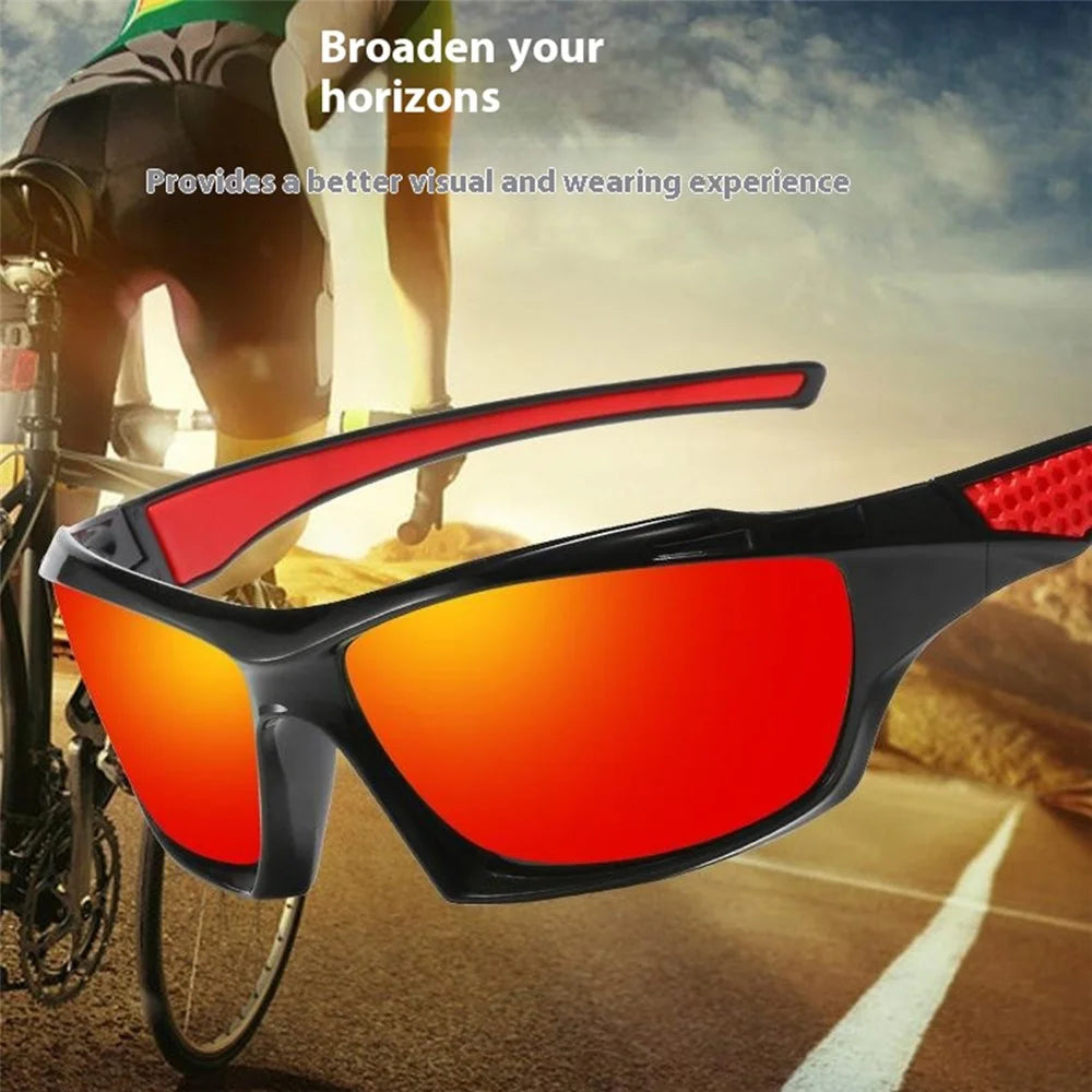 5530 Polarized Sunglasses for Men Women Outdoor Driving Glasses Cycling Sports Eyewear - Black + Red / Red Mirrored Lens - 5