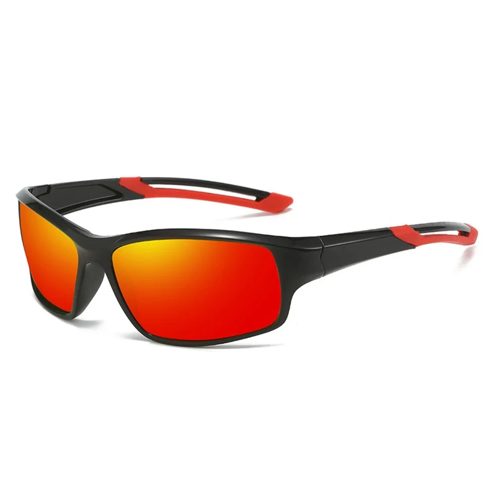 8515 Polarized Cycling Sunglasses Night Vision Glasses UV Protection Outdoor Sports Photochromic Eyewear - Black + Red / Red Mirrored Lens - 1