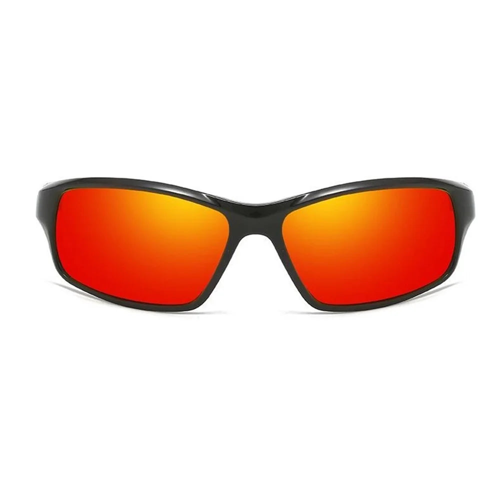8515 Polarized Cycling Sunglasses Night Vision Glasses UV Protection Outdoor Sports Photochromic Eyewear - Black + Red / Red Mirrored Lens - 2