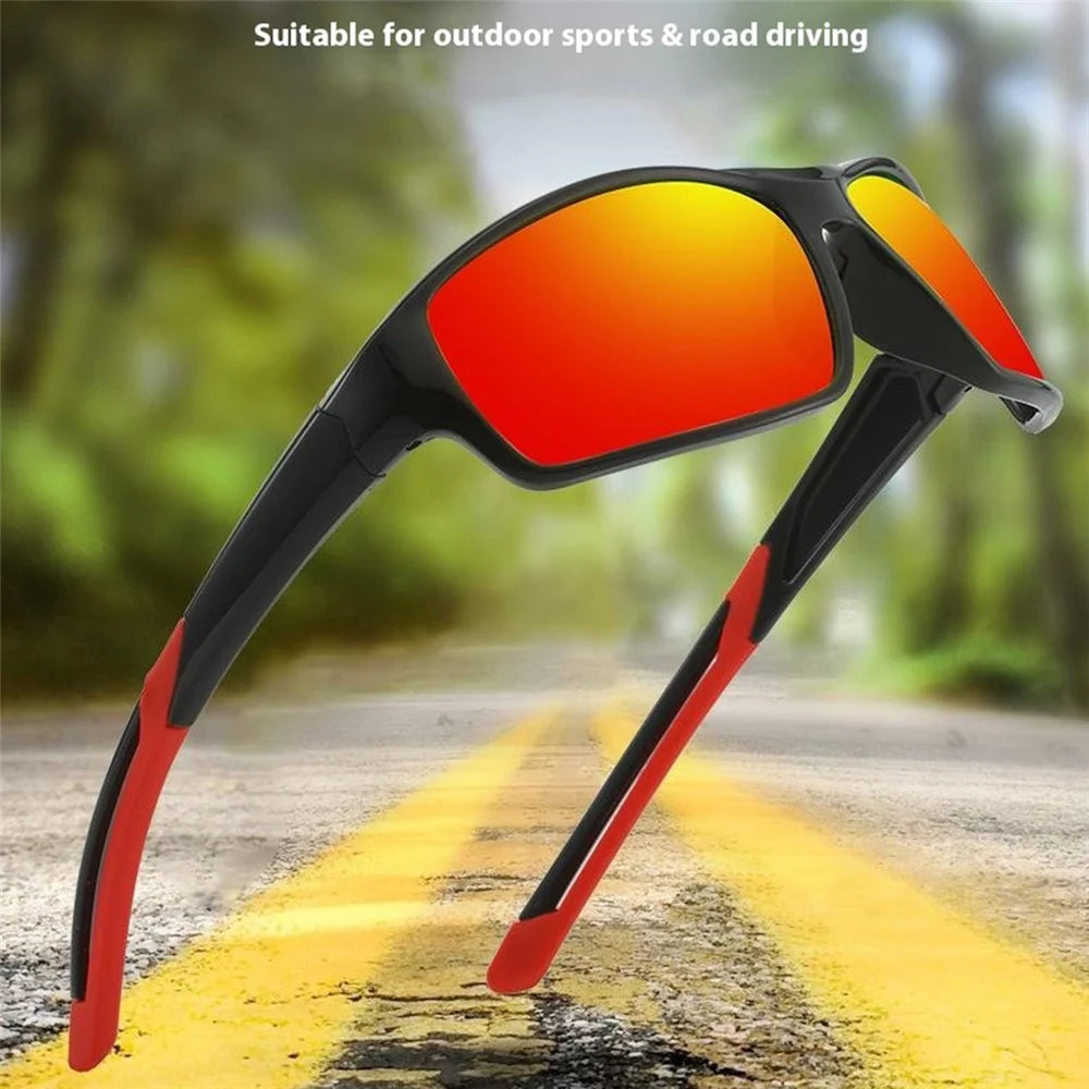 8515 Polarized Cycling Sunglasses Night Vision Glasses UV Protection Outdoor Sports Photochromic Eyewear - Black + Red / Red Mirrored Lens - 3