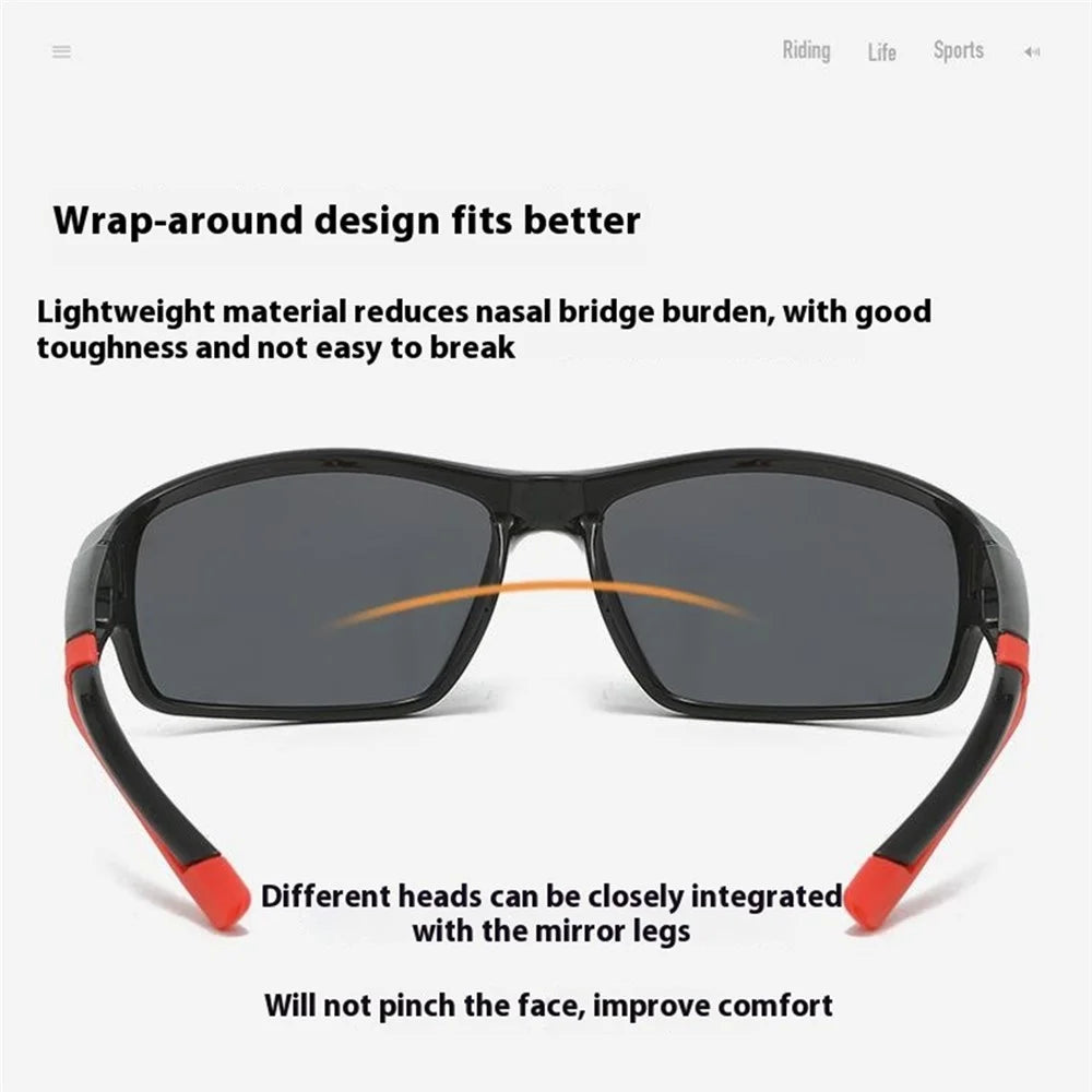 8515 Polarized Cycling Sunglasses Night Vision Glasses UV Protection Outdoor Sports Photochromic Eyewear - Black + Red / Red Mirrored Lens - 4