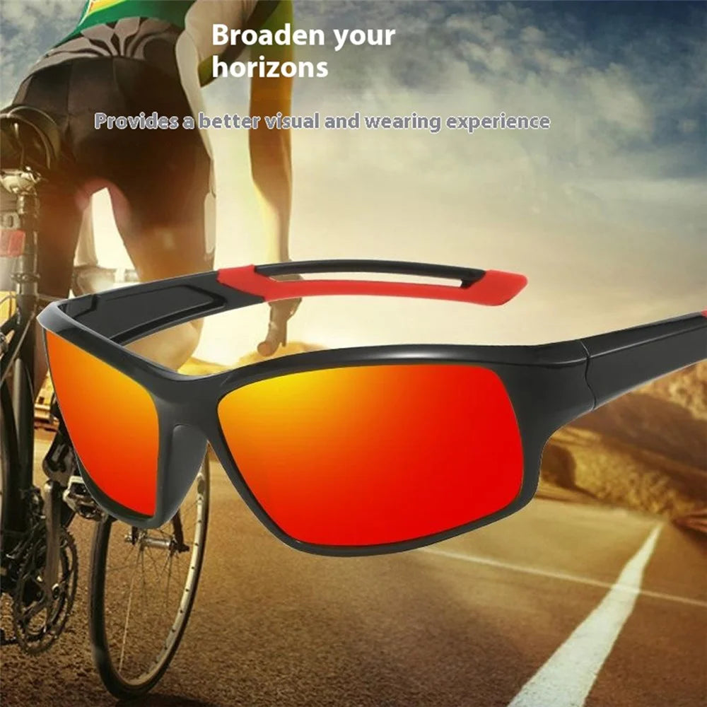 8515 Polarized Cycling Sunglasses Night Vision Glasses UV Protection Outdoor Sports Photochromic Eyewear - Black + Red / Red Mirrored Lens - 5