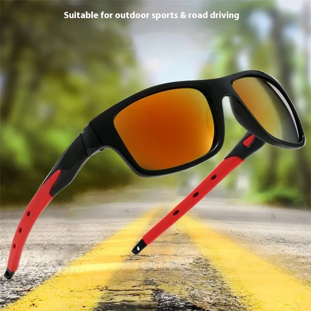 8519 Outdoor Photochromic Sunglasses UV400 Protection Wrap-Around Sport Eyewear - Black + Red / Red Mirrored Lens - 3