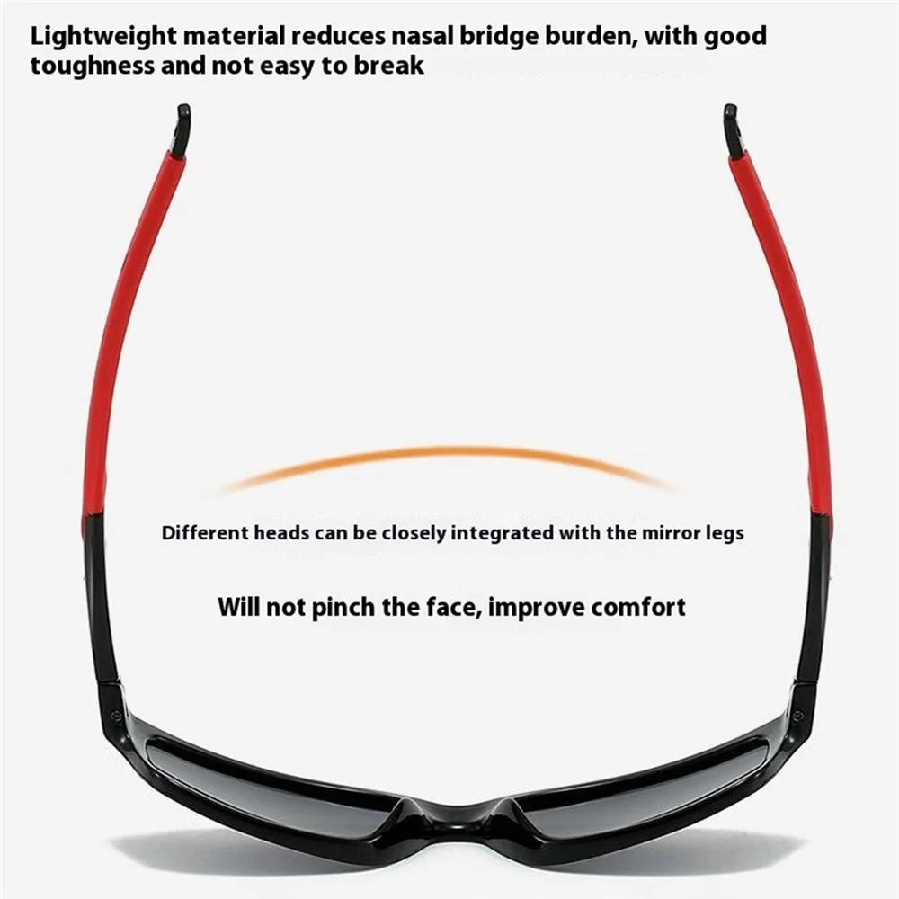 8519 Outdoor Photochromic Sunglasses UV400 Protection Wrap-Around Sport Eyewear - Black + Red / Red Mirrored Lens - 4