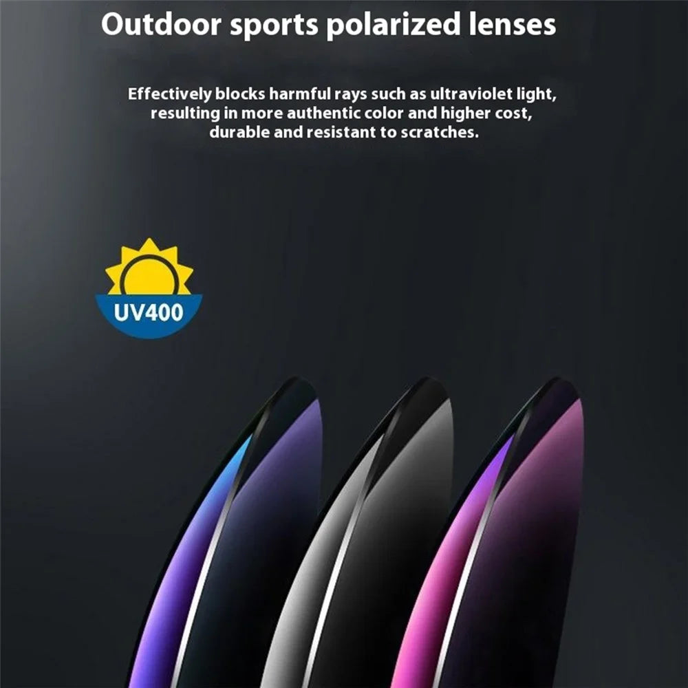 8519 Outdoor Photochromic Sunglasses UV400 Protection Wrap-Around Sport Eyewear - Black + Red / Red Mirrored Lens - 6