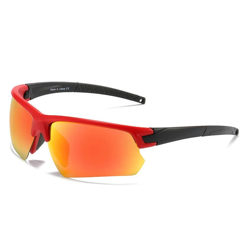 8508 Photochromic Sunglasses UV400 Protection Polarized Glasses Sports Eyewear - Red / Red Mirrored Lens - 1