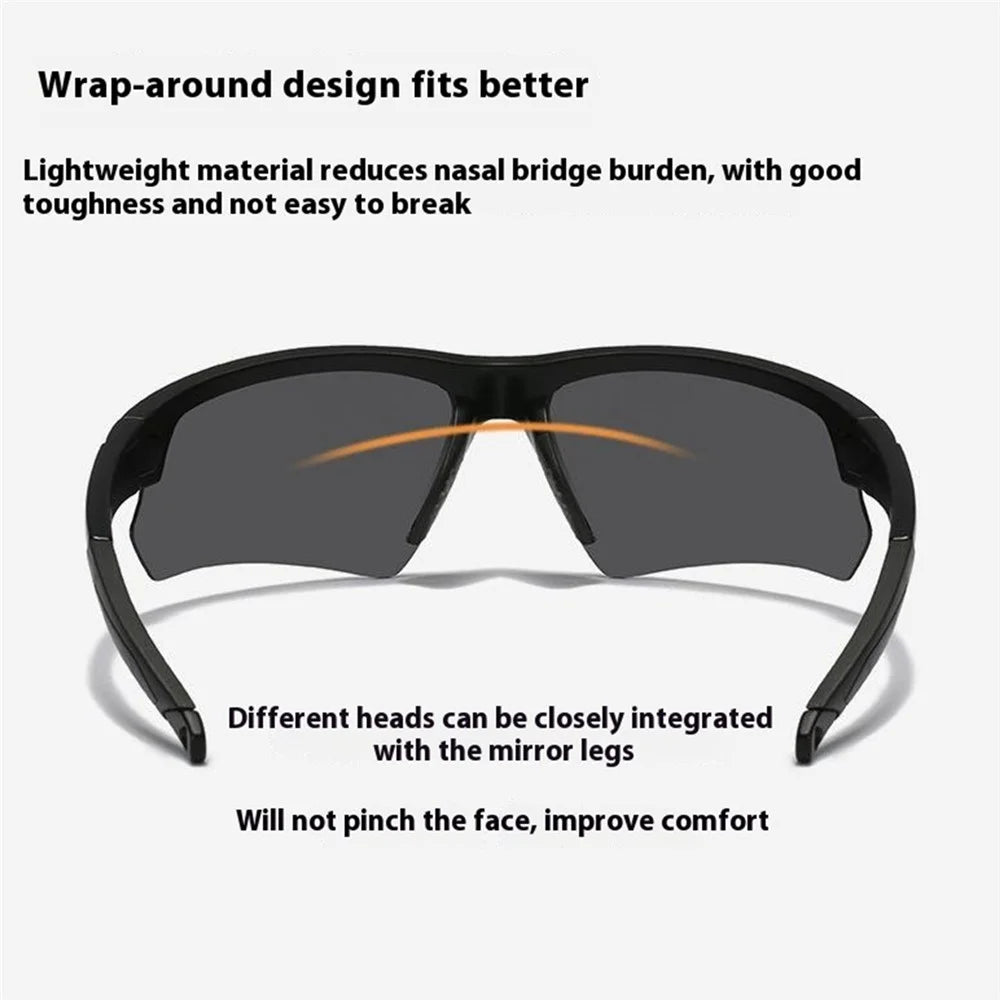8508 Photochromic Sunglasses UV400 Protection Polarized Glasses Sports Eyewear - Red / Red Mirrored Lens - 5