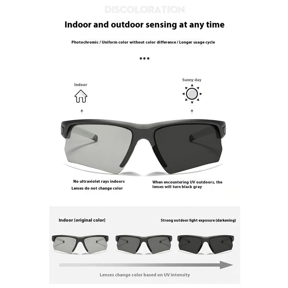 8508 Photochromic Sunglasses UV400 Protection Polarized Glasses Sports Eyewear - Red / Red Mirrored Lens - 6