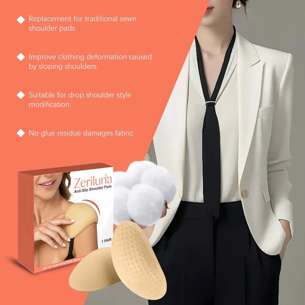 ZERILUNA 1Pair Non Slip Shoulder Pads Lycra Cotton Washable Versatile Shape Enhancer for Suits Jackets T-Shirts - 3
