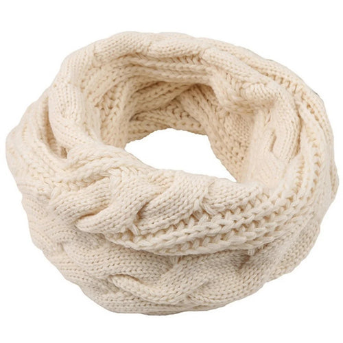 Winter Knitted Scarf Thickened Fleece Lined Warm Neck Warmer Cable Knit Pattern Soft Cozy for Cold Weather - Beige - 1