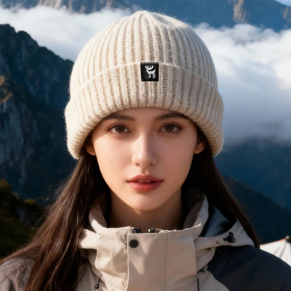 QUNATURE Men Women Outdoor Knit Beanie for Winter Skiing Cycling Windproof Skull Cap - Light Apricot - 3