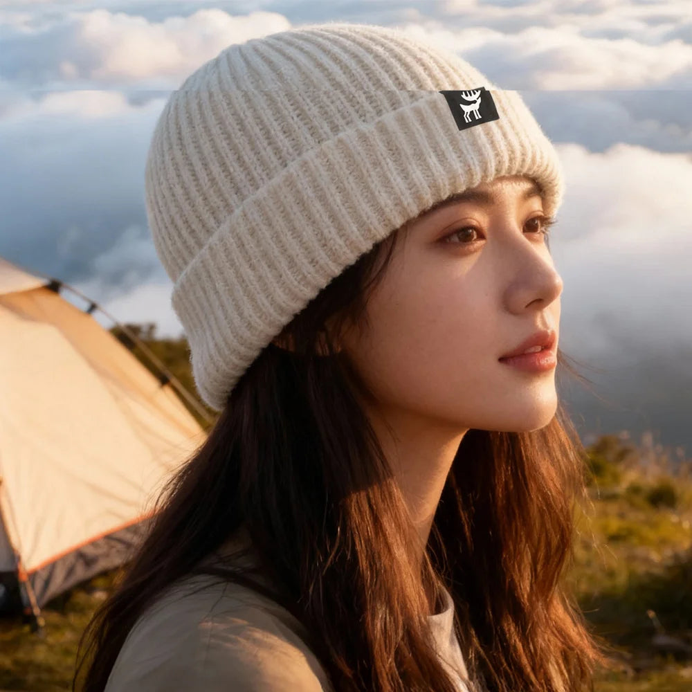 QUNATURE Men Women Outdoor Knit Beanie for Winter Skiing Cycling Windproof Skull Cap - Light Apricot - 5