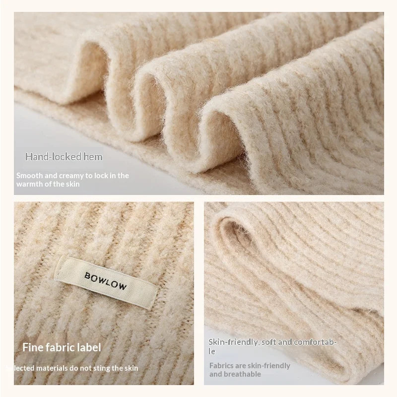 DWJ61 180cm x 30cm Korean Style Winter Warm Scarf for Women Solid Color Knitted Neck Warmer - Dark Gray - 4