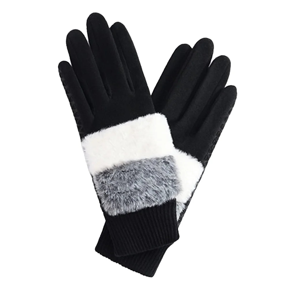 DY61 1 Pair Warm Fleece Lined Winter Golf Gloves Anti Slip Touchscreen Driving Gloves for Women - Black/S - 1