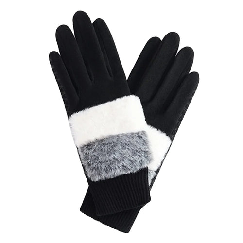 DY61 1 Pair Warm Fleece Lined Winter Golf Gloves Anti Slip Touchscreen Driving Gloves for Women - Black/S - 1