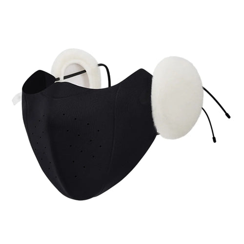 DKZ46 Winter Warm Face Mask with Ear Muffs Windproof Breathable Face Cover for Outdoor Cycling - Black - 1