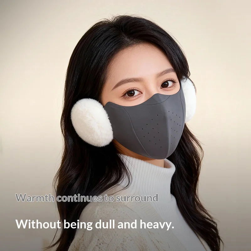 DKZ46 Winter Warm Face Mask with Ear Muffs Windproof Breathable Face Cover for Outdoor Cycling - Black - 5