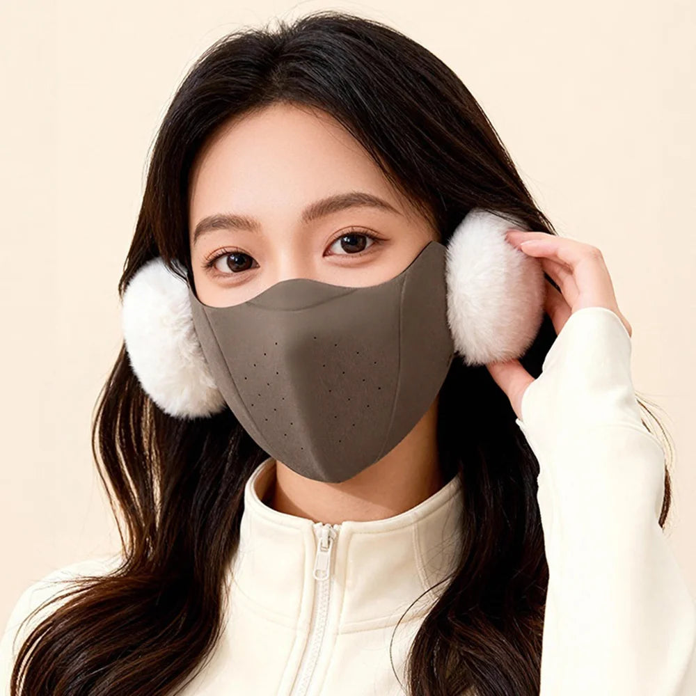 DKZ46 Winter Warm Face Mask with Ear Muffs Windproof Breathable Face Cover for Outdoor Cycling - Black - 7