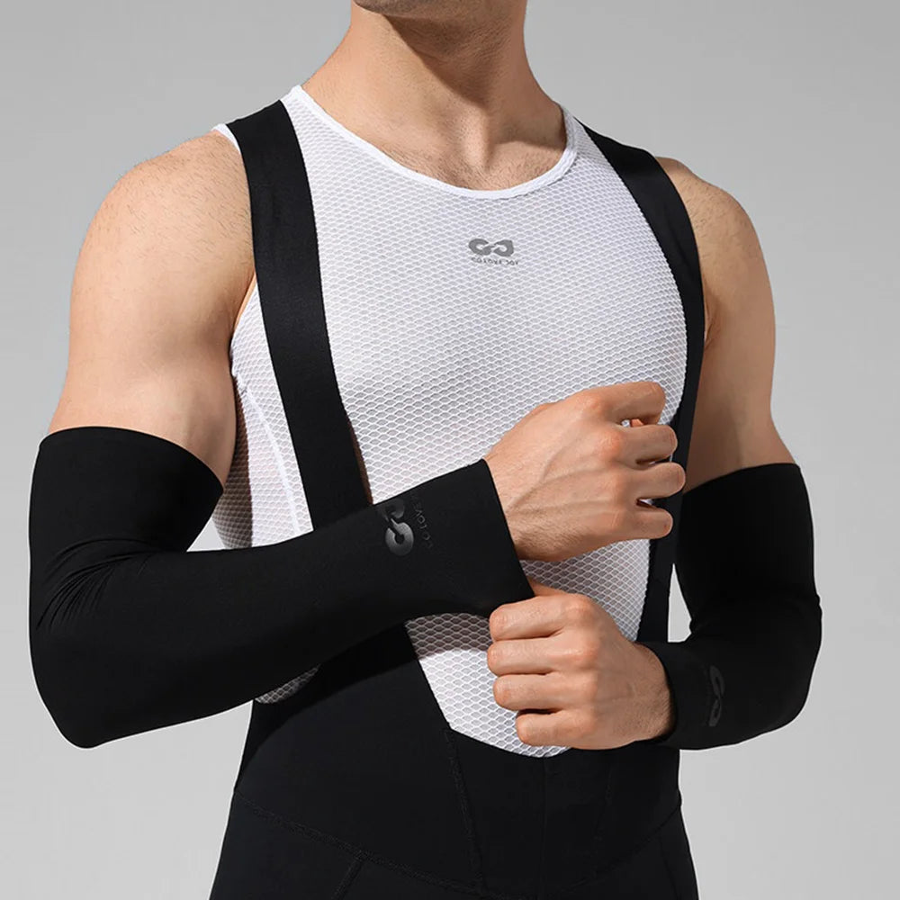 GOLOVEJOY HB45 Cooling Arm Sleeves UPF50+ Sun Protection Seamless Compression Cycling Arm Covers for Running Driving - M/Black - 3