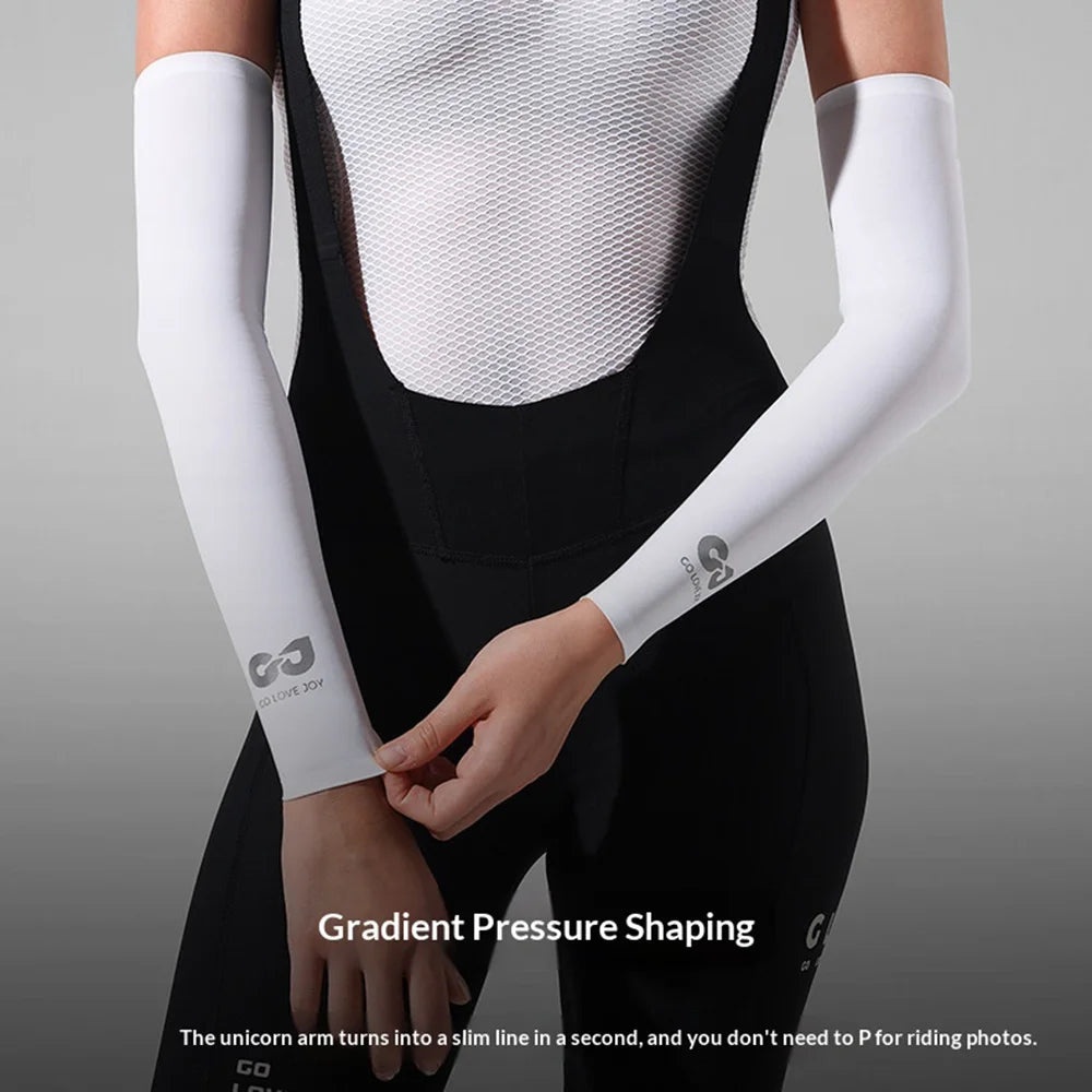 GOLOVEJOY HB45 Cooling Arm Sleeves UPF50+ Sun Protection Seamless Compression Cycling Arm Covers for Running Driving - M/Black - 7