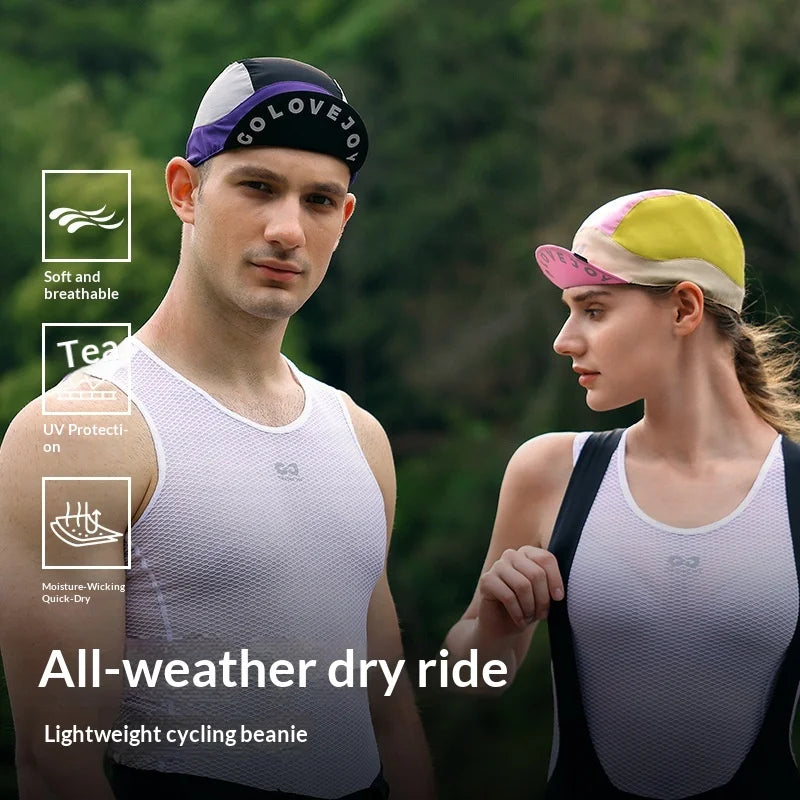 GOLOVEJOY XMZ299 Color Block Reflective Cycling Cap Moisture Wicking Road Bike Helmet Liner - Black+Purple - 2
