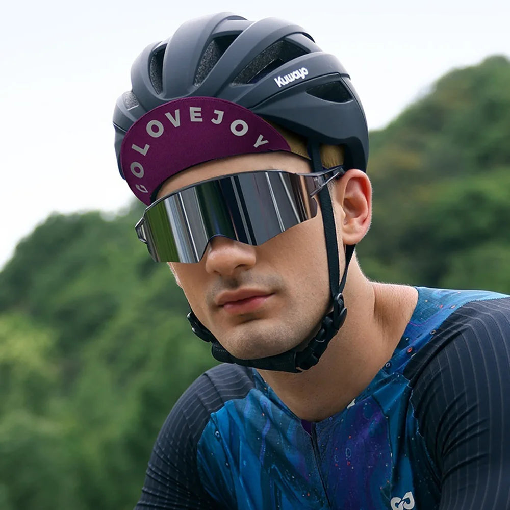 GOLOVEJOY XMZ299 Color Block Reflective Cycling Cap Moisture Wicking Road Bike Helmet Liner - Black+Purple - 5
