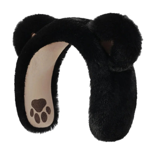 DEZ56 Cute Bear Ears Design Winter Earmuffs for Women Outdoor Windproof Ear Warmers - Black - 1