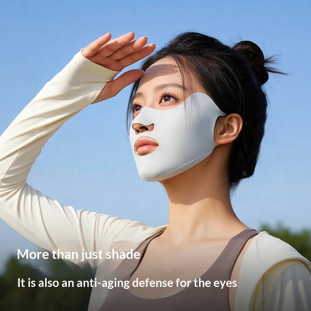 GOLOVEJOY Sun Protection Face Mask UPF50+ Breathable Ice Silk Face Cover for Golf Running - Gray - 2