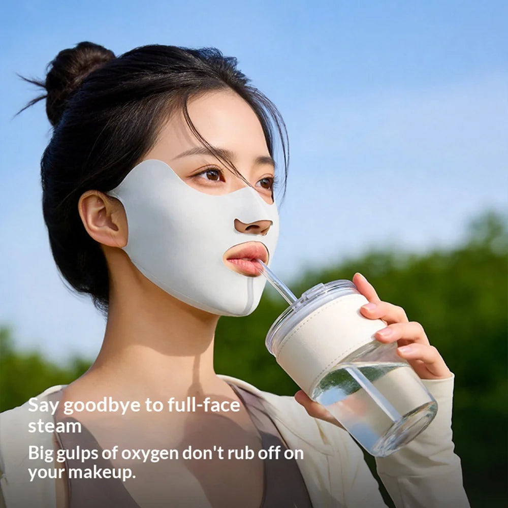 GOLOVEJOY Sun Protection Face Mask UPF50+ Breathable Ice Silk Face Cover for Golf Running - Gray - 3