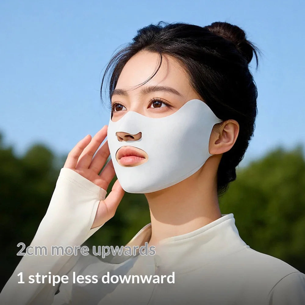 GOLOVEJOY Sun Protection Face Mask UPF50+ Breathable Ice Silk Face Cover for Golf Running - Gray - 4