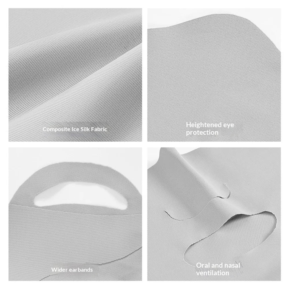 GOLOVEJOY Sun Protection Face Mask UPF50+ Breathable Ice Silk Face Cover for Golf Running - Gray - 5