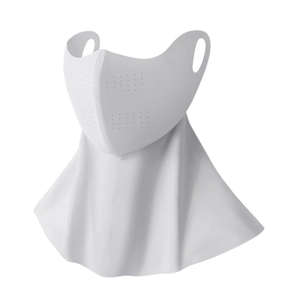 GOLOVEJOY Summer Face Mask UPF50+ UV Protection Breathable Ice Silk Hyaluronic Acid Moisturizing Neck Cover - Light Gray - 1