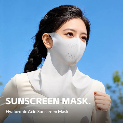 GOLOVEJOY Summer Face Mask UPF50+ UV Protection Breathable Ice Silk Hyaluronic Acid Moisturizing Neck Cover - Light Gray - 2