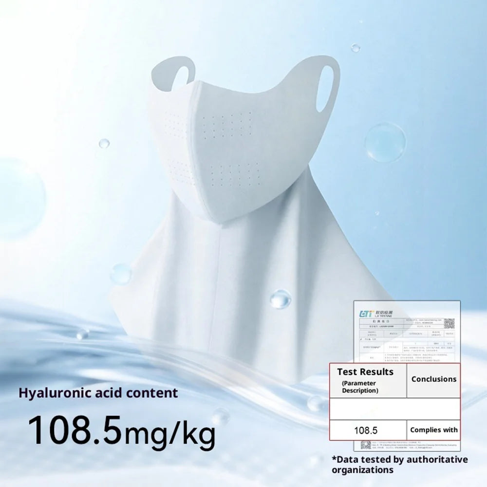 GOLOVEJOY Summer Face Mask UPF50+ UV Protection Breathable Ice Silk Hyaluronic Acid Moisturizing Neck Cover - Light Gray - 5