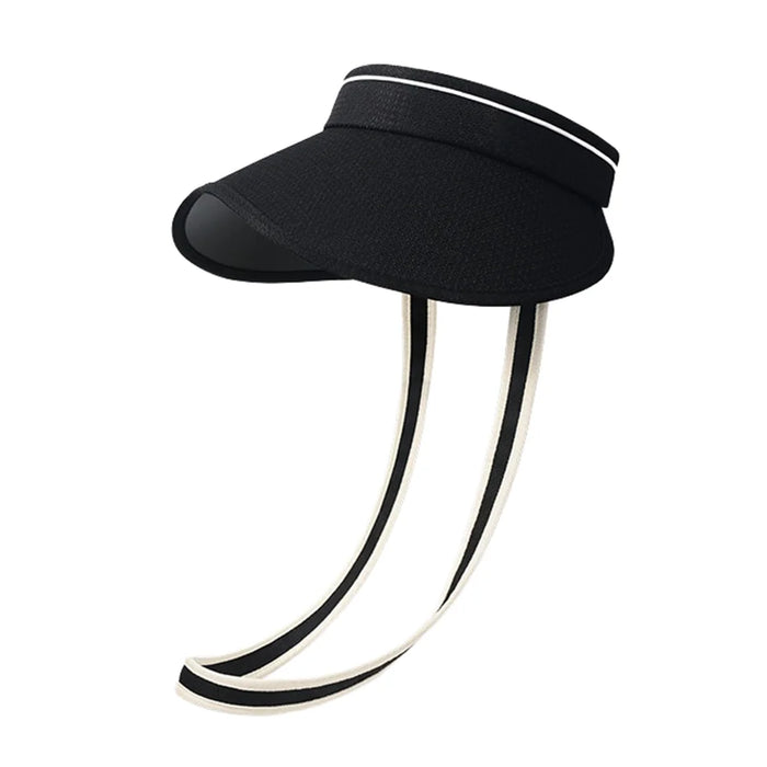 GOLOVEJOY Outdoor Summer Open Top Sun Hat Black Gel Coating Wide Brim Foldable UV Protection Cap - Black - 1