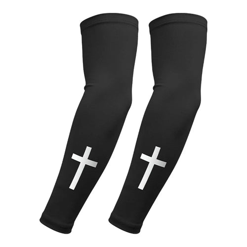 Cross Pattern Summer Cooling Arm Sleeves UPF50+ UV Protection Milk Silk Arm Covers for Outdoor Sports Cycling - Black - 1