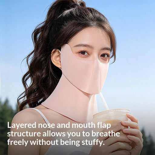 GOLOVEJOY XTJ163 Sun Protection Face Mask UPF50+ Ice Silk Breathable Face Cover for Golf Cycling - Pink - 2