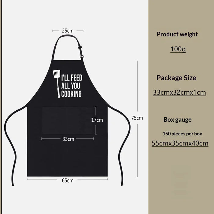 Humorous Letter Print Polyester Apron Stain Resistant Unisex for Kitchen Baking BBQ - Black - 6