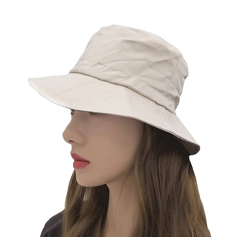 PICTET.FINO RH55 Summer Beach Women Folding Bucket Cap UPF50+ Sun Protection Fisherman Hat - Beige - 1