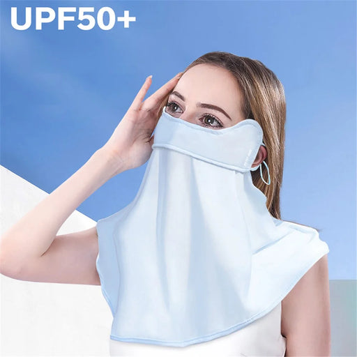 PICTET.FINO RH84 UV Protection Women Ice Silk Face Mask Neck Scarf with Adjustable Ear Loops - Baby Blue - 2
