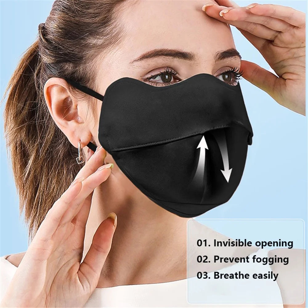 PICTET.FINO RH83 Ice Silk Face Mask UV Protection Breathable Summer Women Face Cover - Light Blue - 3